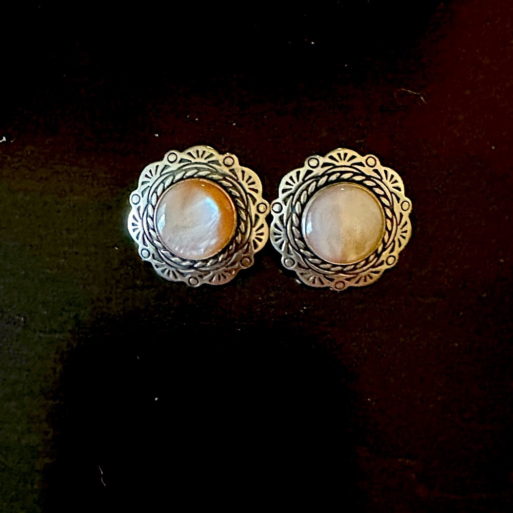 Silver (925) and pink clip earrings.